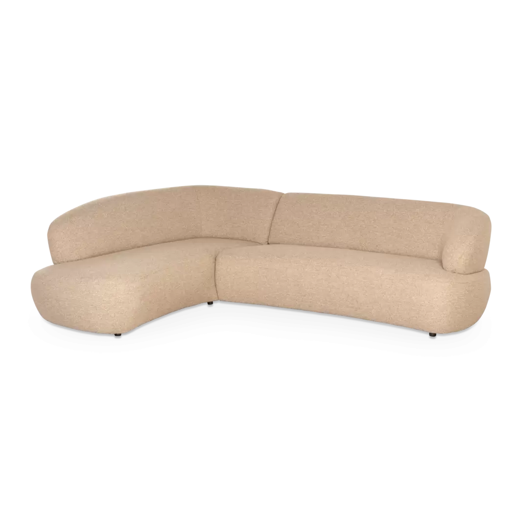 Hoekbank Silhouette - ronde ottomane + 3-zits - stof Peper Beige