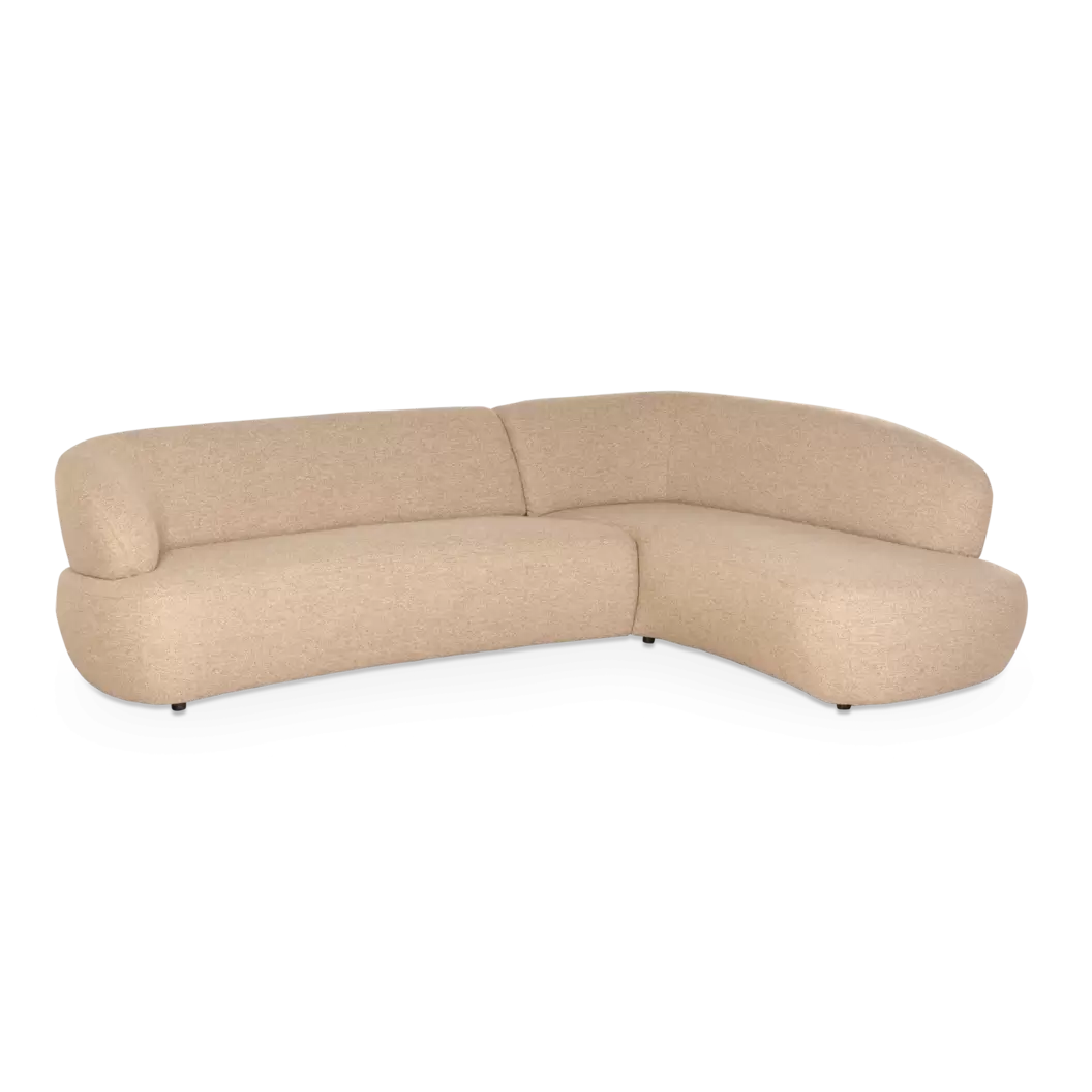 Hoekbank Silhouette - 3-zits + ronde ottomane - stof Peper Beige