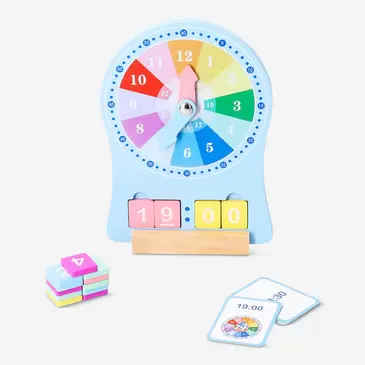Wooden time teaching clock