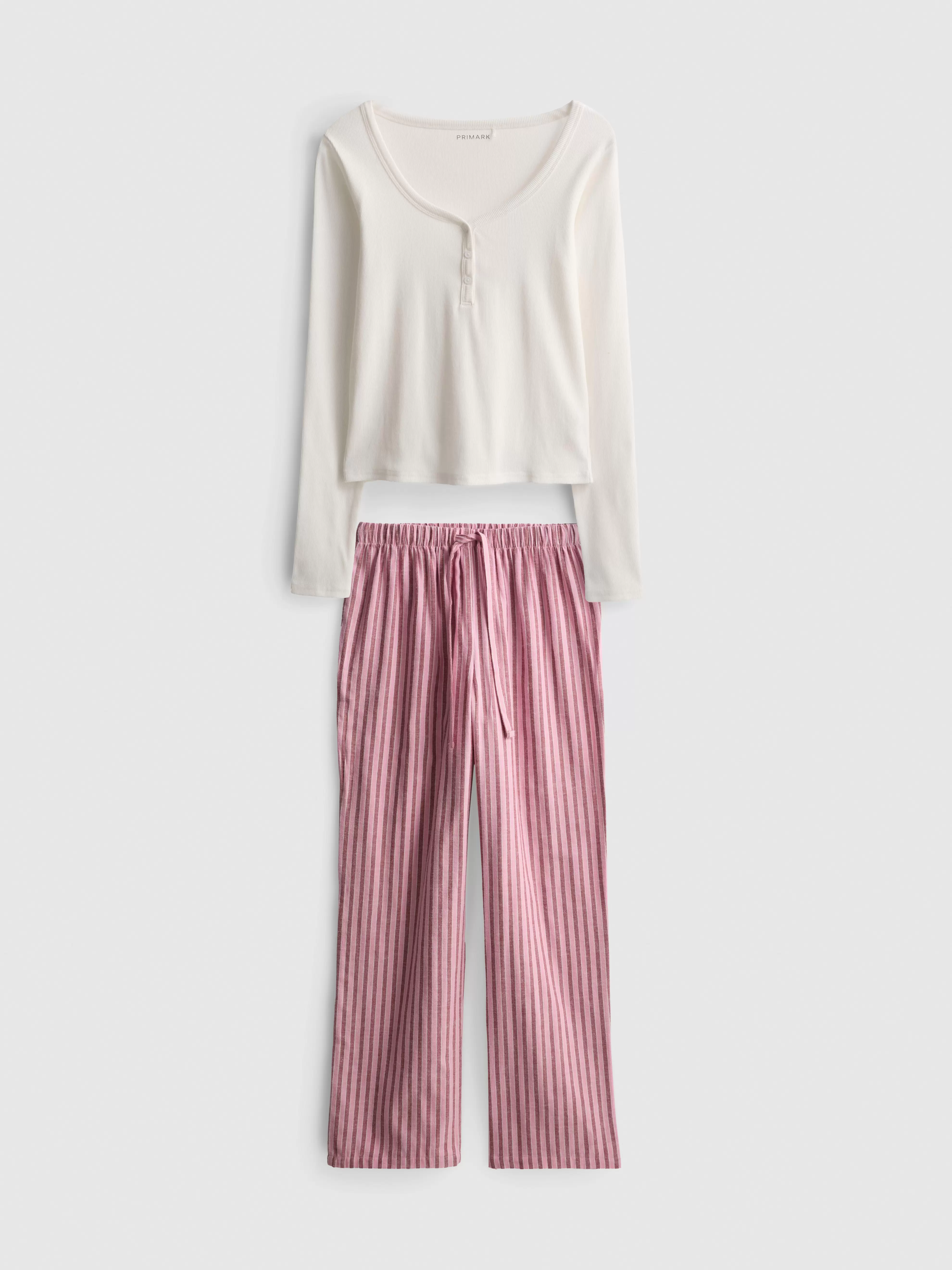 Katoenflanellen Henley-pyjama