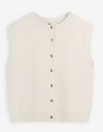Gebreide top - Knoopsluiting - Beige