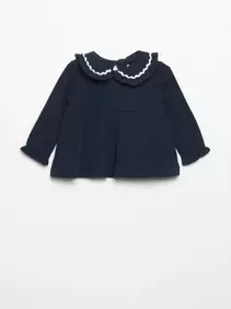 T-shirt met lange mouwen en Claudine-kraag