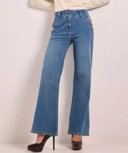 Wide fit twill jeans knopen