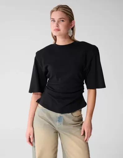 Waisted T-shirt Zwart