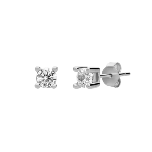 Zilveren oorknoppen rond 2,75mm met zirkonia voor dames