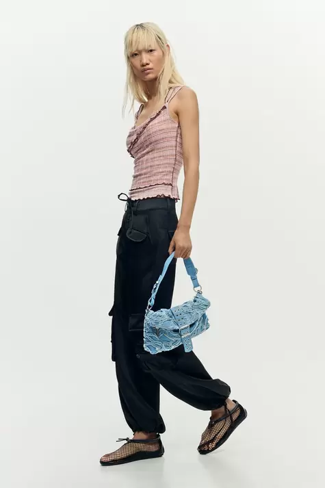 Geborduurde denim tas