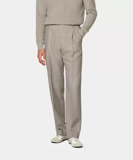 Mid Taupe Wide Leg Trousers