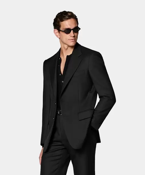 Black Relaxed Fit Roma Suit