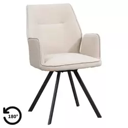 Eetkamerstoel Raffy met armleuning - stof - beige product