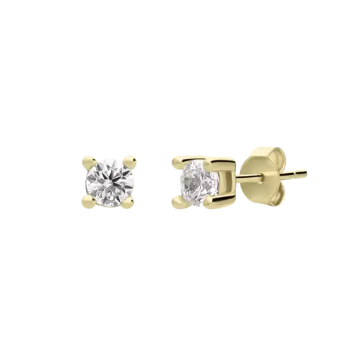 Zilveren goldplated oorknoppen met zirkonia voor dames