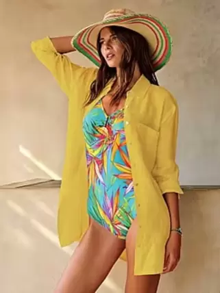 Lange blouse van 100% linnen