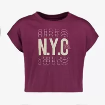 Osaga cropped meisjes sport T-shirt met tekstopdruk zwart