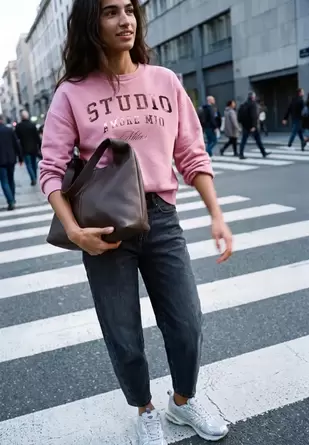 Sweatshirt met Loose Fit-pasvorm en tekst op folie