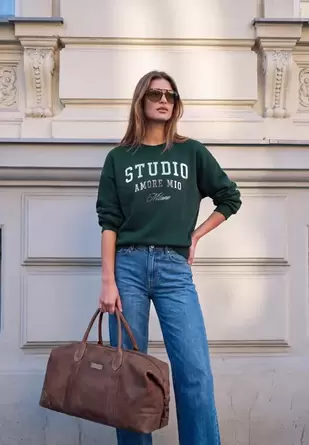 Sweatshirt met Loose Fit-pasvorm en tekst in folie