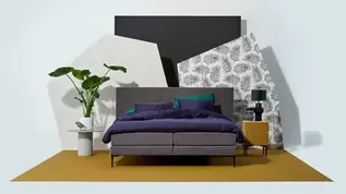 Boxspring Blocks vlak met gestoffeerd matras