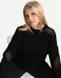 Sweatshirt - Metallic details - Zwart