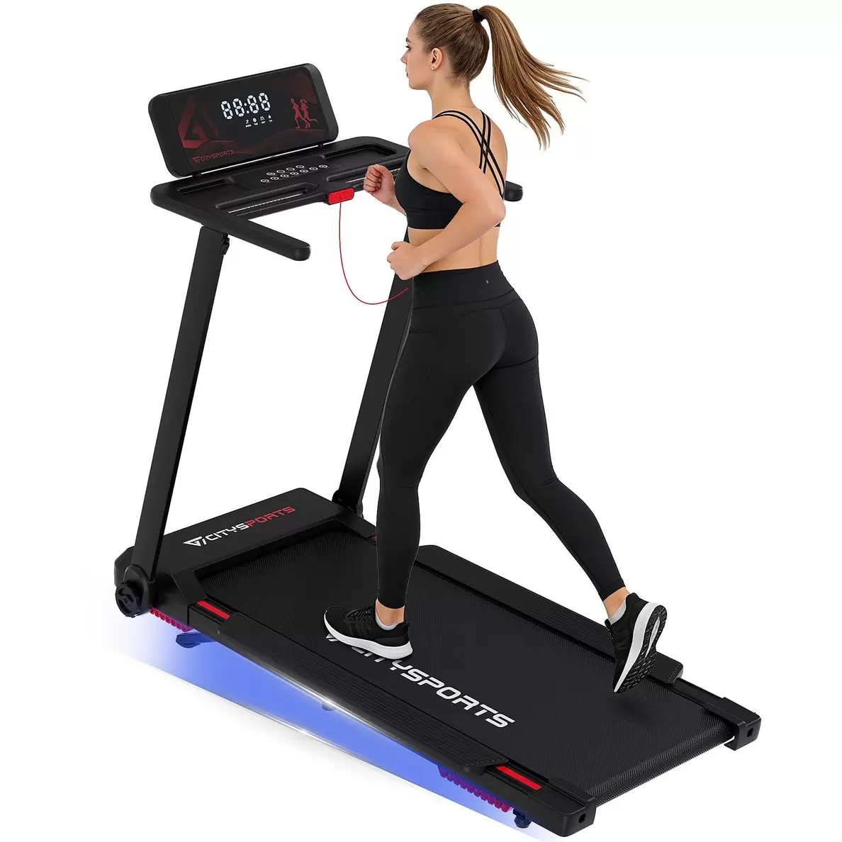 Loopband met verstelbare helling, opvouwbaar, voor thuis, 1–8 km/u, APP