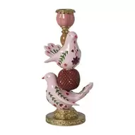 Kandelaar vredesduif - roze/goudkleurig - 25x12x10 cm