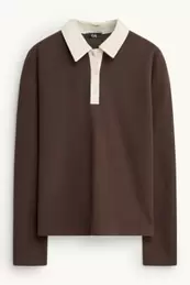 Poloshirt met lange mouwen - regular fit - geribd