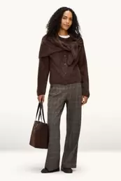 Pantalon - high waist - wide leg - geruit