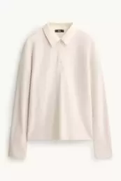 Poloshirt met lange mouwen - regular fit - geribd