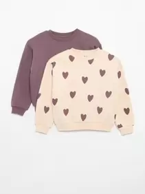 Set van 2 fleecetruien: 1 effen en 1 met all-over print