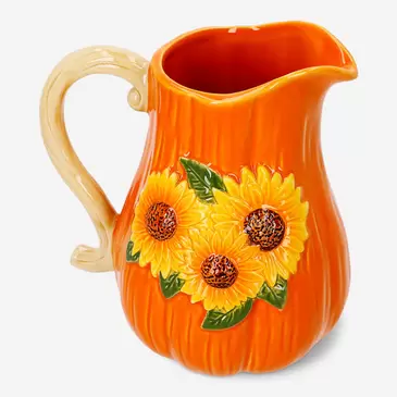 Ceramic jug with embossed sunflowers - 1,12 L