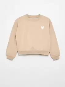 Sweater van molton met borstprint