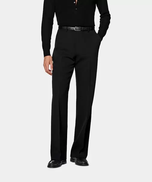 Black Wide Leg Flared Suit Trousers