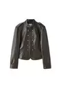 Getailleerde blazer met leereffect en gegraveerde knopen