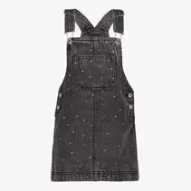 TwoDay meisjes denim tuinjurk met strass steentjes grijs
