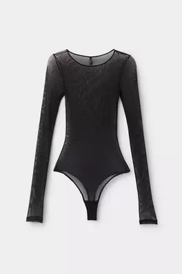 Round-Neck Tulle Bodysuit