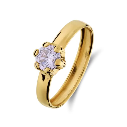 14 Karaat geelgouden damesring met zirkonia
