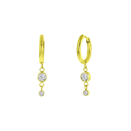 Stainless steel goldplated oorringen met hanger met zirkonia voor dames