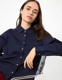 Denim overhemd - Overhemd kraag - Donkerblauw