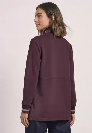 Sweatjack met opstaande kraag en gebreide details