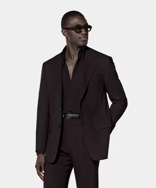 Dark Red Relaxed Fit Roma Suit