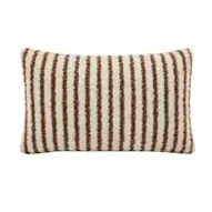 Kussen fluffy streep - beige/bruin - 30x50 cm