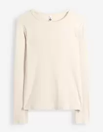 Longsleeve - Fijne ribstof - Off-White