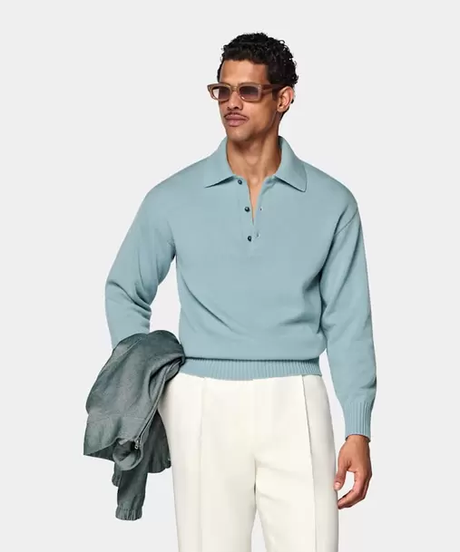 Light Blue Long Sleeve Polo