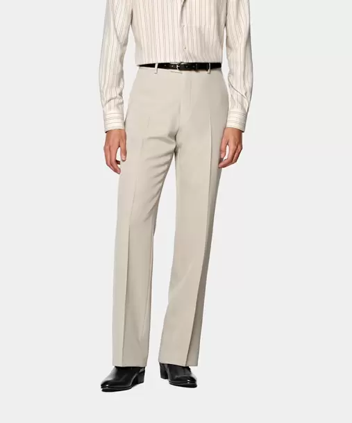 Light Brown Wide Leg Flared Suit Trousers