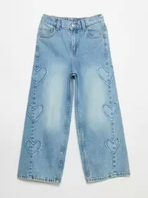 Wide leg-broek met borduurwerk