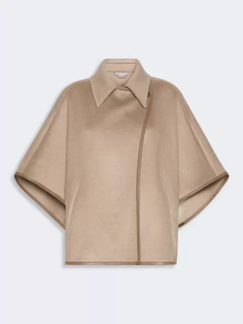Long cropped cape in cashmere drap