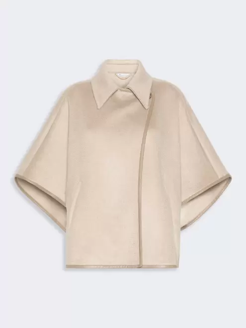 Long cropped cape in cashmere drap