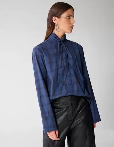 Oversized Fit Scarf Blouse Blauw