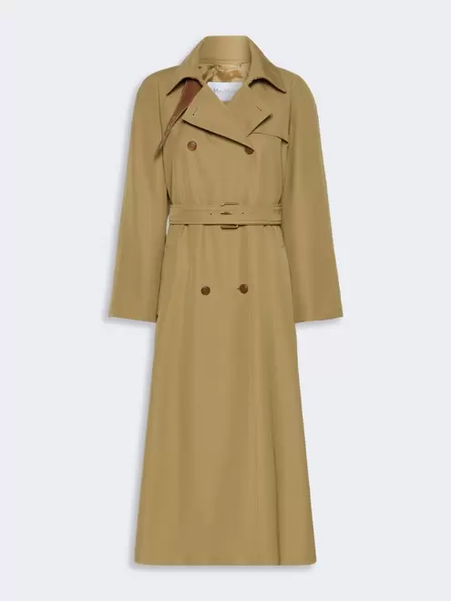 Water-repellent wool-blend gabardine trench coat