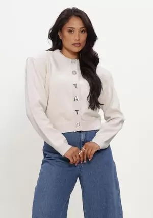 Ecru ROTATE Trui FIRM KNIT CARDIGAN