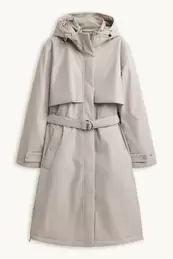 Sporttrenchcoat met capucon en ceintuur - gevoerd