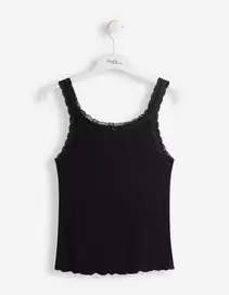 Tanktop - Met kant - Zwart