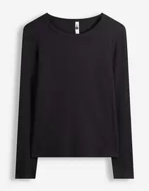 Longsleeve - Fijne ribstof - Zwart